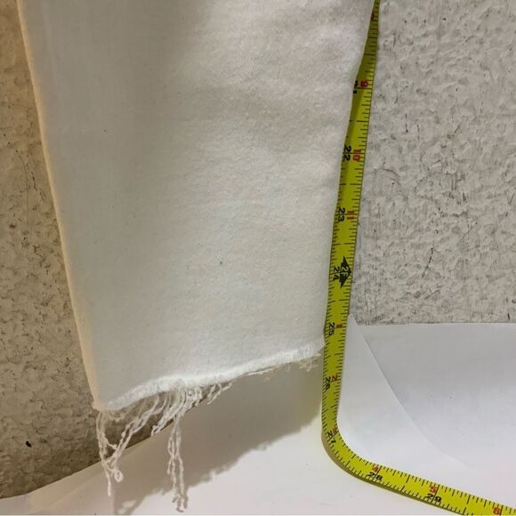 Free People White Pull Up Raw Hem Pantrs Womens 31 Mid Rise Cropped - Picture 8 of 8